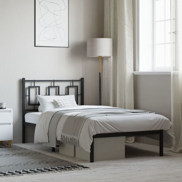 vidaXL metallist voodiraam peatsiga, must, 90 x 190 cm