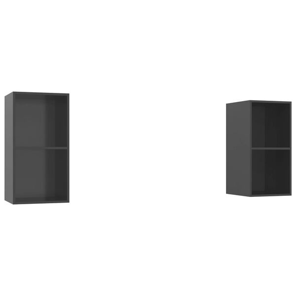 vidaXL seina telerikapid, 2 tk, kõrgläikega hall, tehispuit