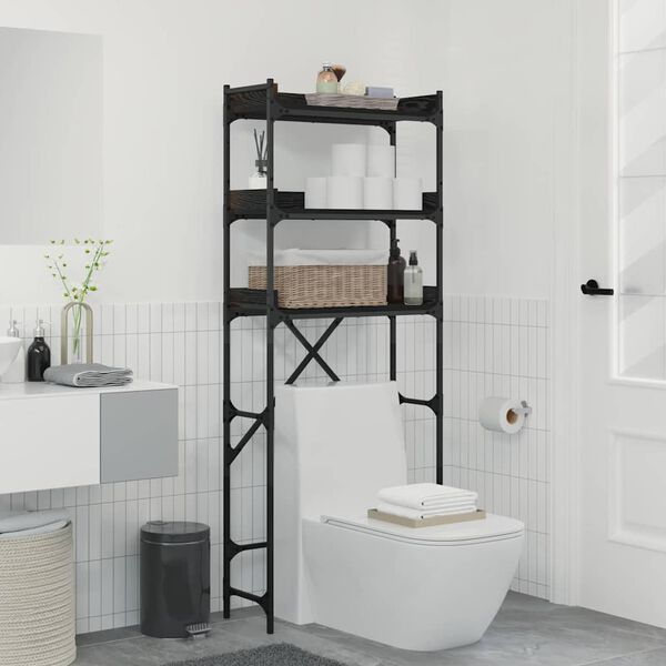 vidaXL Pesumasina riiul riiuliga Must 0ak 67 x 25 x 163 cm Tehispuit