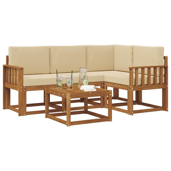 vidaXL V&auml;li diivanikomplekt padjaga 5 pcs Looduslik ja beež