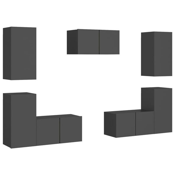 vidaXL 7-osaline telerikappide komplekt, hall, puitlaastplaat