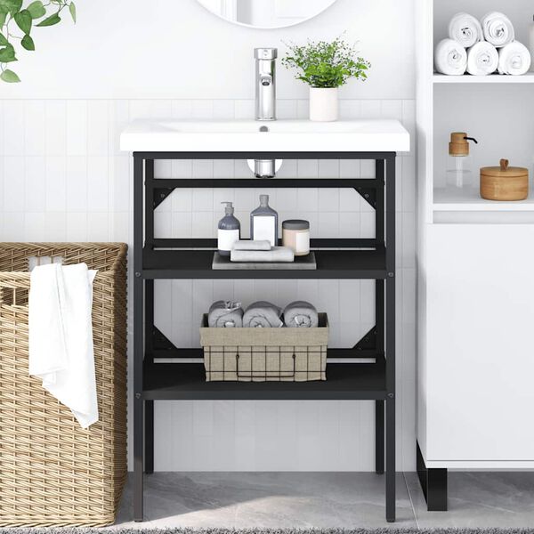 vidaXL vannitoa valamuraam, must, 59 x 38 x 83 cm, raud