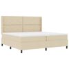 vidaXL LED Box Spring Voodi peaga cream 200 x 200 cm kangas