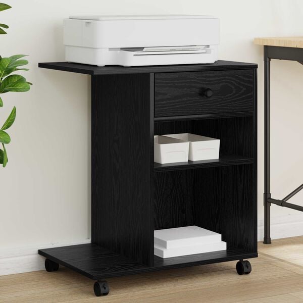 vidaXL Printeri alus sahtliga Must tamm 60 x 40 x 68.5 cm Tehispuit