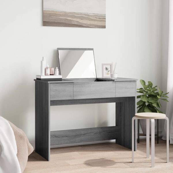 vidaXL peegliga tualettlaud, hall Sonoma tamm, 100x45x76 cm