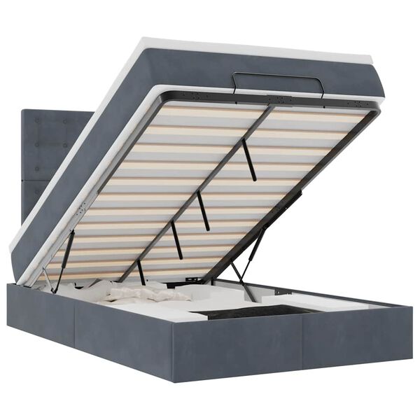 vidaXL Ottomani voodiraam madratsitega, tumehall, 120x190 cm, samet