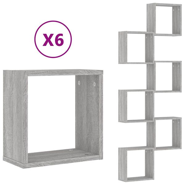 vidaXL Wall Cube riiulid 6 tk Hall Sonoma 30x15x30 cm