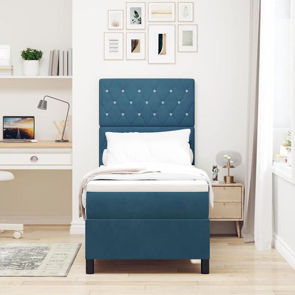 vidaXL Karbi vedrumadrats madratsiga Tumesinine 80 x 200 cm kangas