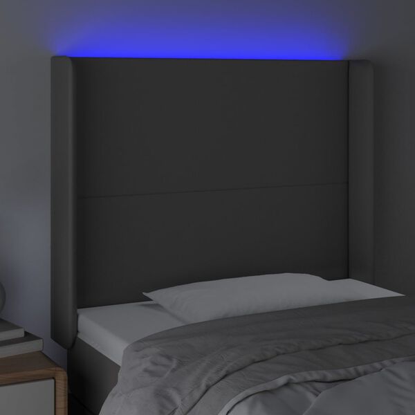 vidaXL LED-voodipeats, hall, 103x16x118/128 cm, kunstnahk