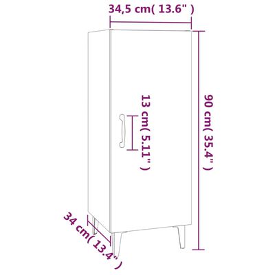 vidaXL puhvetkapp, hall Sonoma tamm, 34,5x34x90 cm, tehispuit