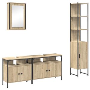 vidaXL Vannitoa m&ouml;&ouml;bleset riiuliga uksega 4 pcs Sonoma tamm Tehispuit