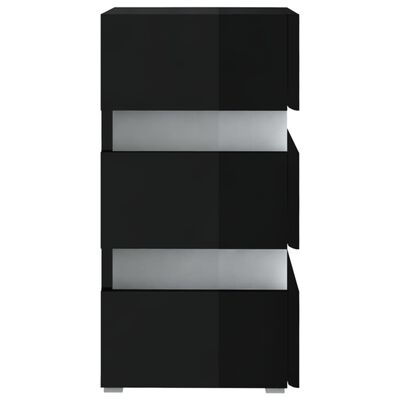 vidaXL LED-öökapp, kõrgläikega must, 45x35x67 cm, tehispuit