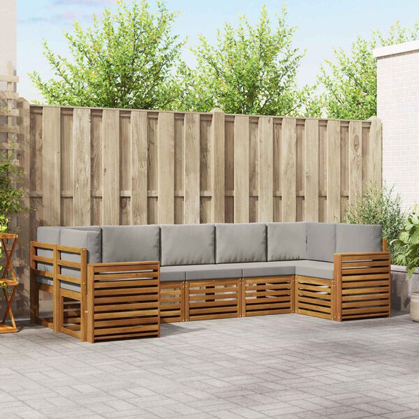 vidaXL Nurgadiivanikomplekt padjaga 7 pcs Looduslik ja Hele Hall