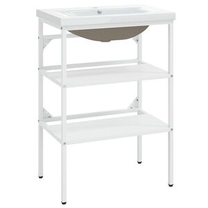 vidaXL valamuraam sisseehitatud valamuga, valge, raud