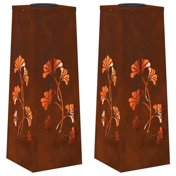 vidaXL P&auml;ikese LED k&auml;igutee tuli 2 pcs Corten Teras Corten Teras