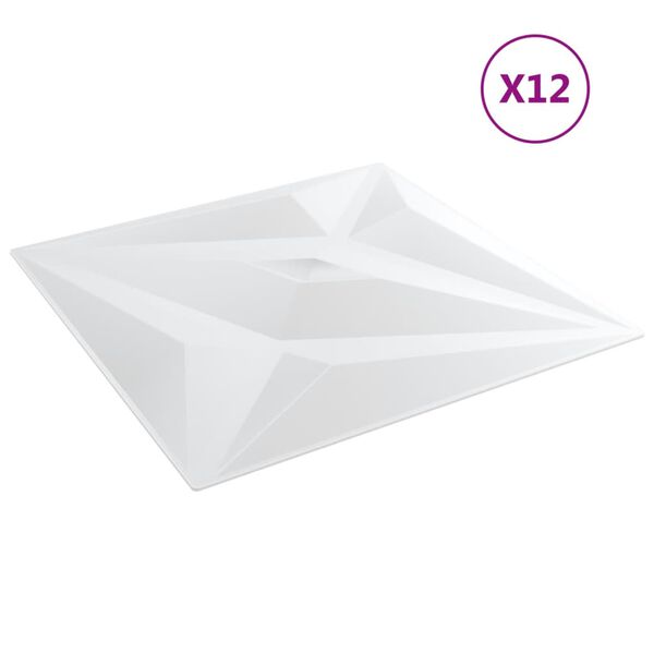 vidaXL seinapaneelid 12 tk, valge, 50 x 50 cm, XPS 3 m&sup2;, t&auml;ht