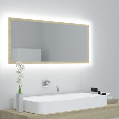 vidaXL LED vannitoa peeglikapp, Sonoma tamm, 100x8,5x37 cm, akrüül