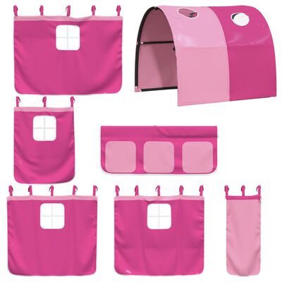 vidaXL laste kõrge voodi tunneliga, roosa, 90x190 cm, männipuit