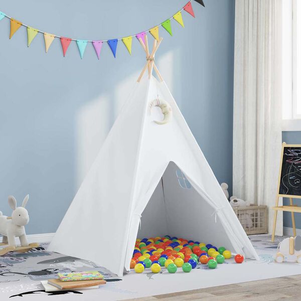 vidaXL Teepee telk Valge 120 x 120 x 150 cm Kangas ja Plastik