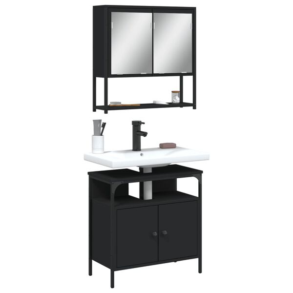 vidaXL 2-osaline vannitoa m&ouml;&ouml;blikomplekt, must, tehispuit