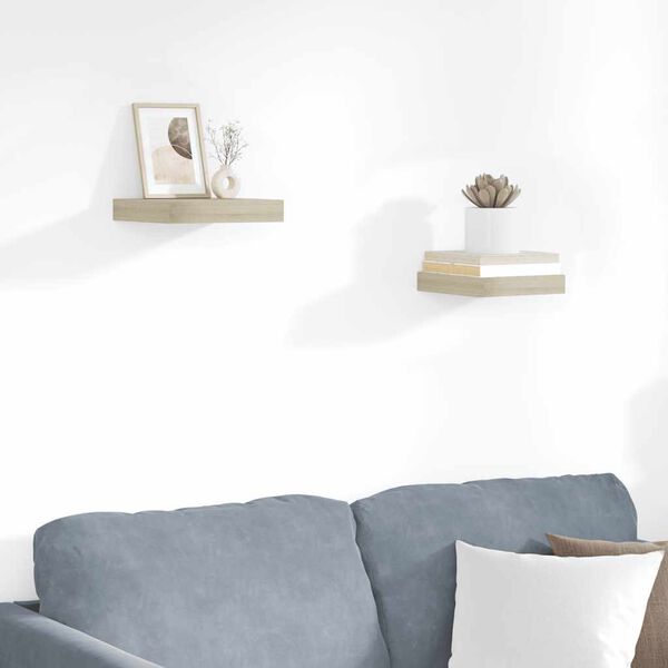 vidaXL seinariiulid, 2 tk, tammev&auml;rvi, 23 x 23,5 x 3,8 cm MDF