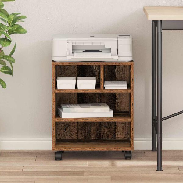 vidaXL Printeri alus ladustamisega Vana puit 41 x 32 x 48 cm Tehispuit