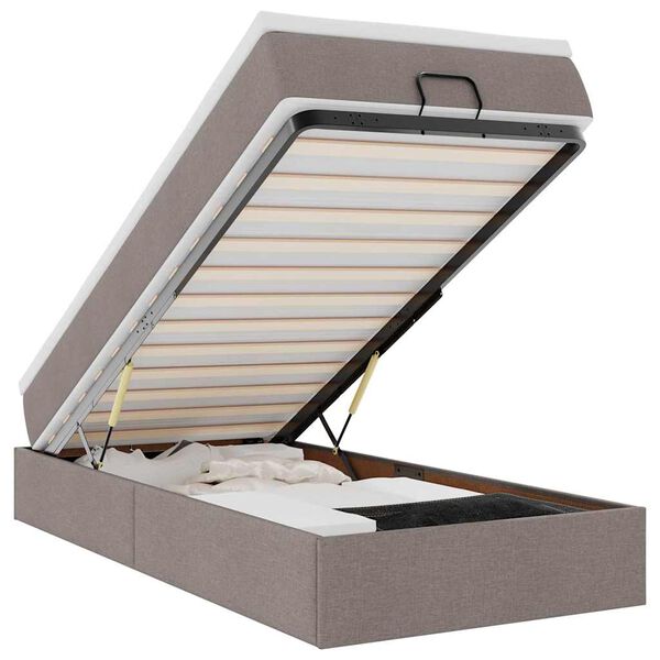 vidaXL Ottomani voodiraam madratsiga, pruunikashall, 100x200cm, kangas