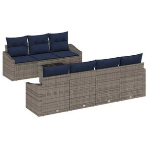 vidaXL Diivanikomplekt padjaga 8 pcs Hall ja Merev&auml;e Sinine pol&uuml;rotang
