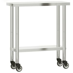 vidaXL k&ouml;&ouml;gi t&ouml;&ouml;laud ratastega, 82,5 x 30 x 85 cm, roostevaba teras
