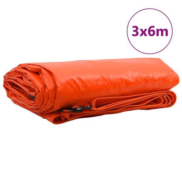 vidaXL Tarpaulin 650g / m&sup2; Oranž 3 x 6 m L&otilde;uend PVC kattega