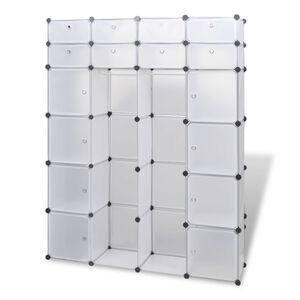 vidaXL modulaarne kapp 18 sektsiooni, valge 37 x 146 x 180,5 cm