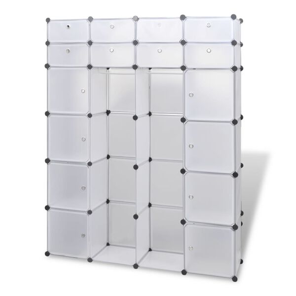vidaXL modulaarne kapp 18 sektsiooni, valge 37 x 146 x 180,5 cm