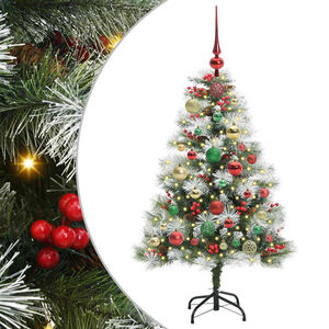 vidaXL Tehisj&otilde;ulupuu Roheline ja valge 120 cm PVC, metall ja plastik