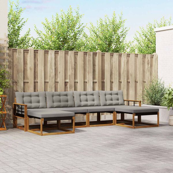 vidaXL V&auml;li diivanikomplekt padjaga 6 pcs Looduslik ja Hele Hall