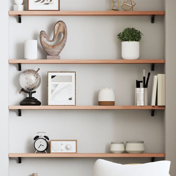 vidaXL seinariiul, helepruun, 100 x 10 x 2 cm, t&ouml;&ouml;deldud tammepuit