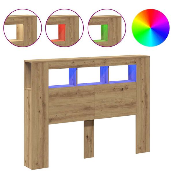 vidaXL LED-peats, Artisan Oak 140x18,5x103,5 cm insener puidust