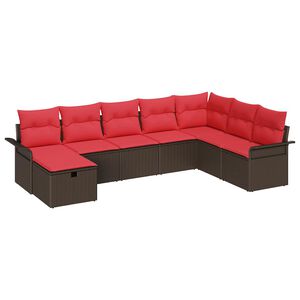 vidaXL Aia Diivanikomplekt padjaga 8 pcs Pruun ja Punane pol&uuml;rotang