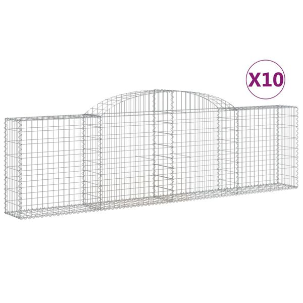 vidaXL kaarekujulised gabioonkorvid 10 tk, 300x30x80/100 cm, raud