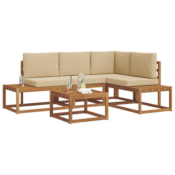 vidaXL V&auml;li diivanikomplekt padjaga 5 T&uuml;kk Looduslik ja beež