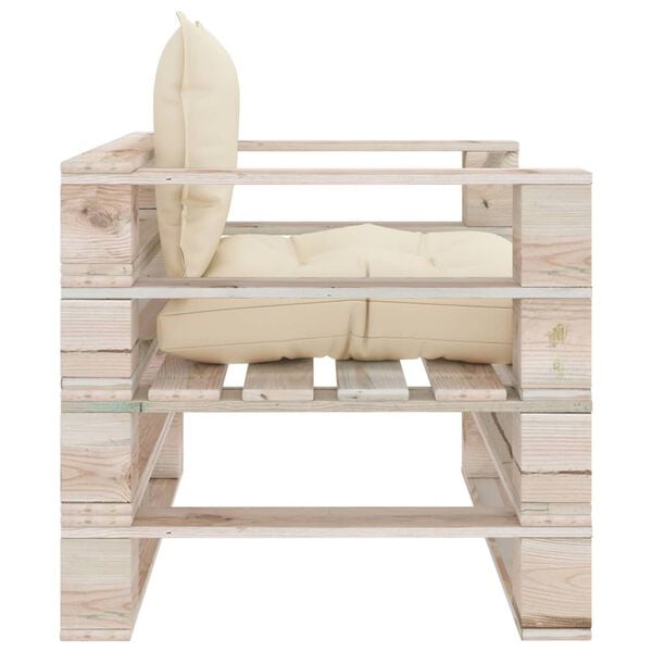 vidaXL kaubaalustest aiadiivan, kreemjasvalged padjad, puit