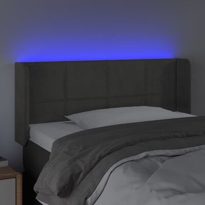 vidaXL LED-voodipeats, tumehall, 83x16x78/88 cm, samet