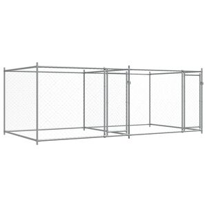 vidaXL koeraaedik, ustega, hall, 4 x 2 x 1,5 m, tsingitud teras