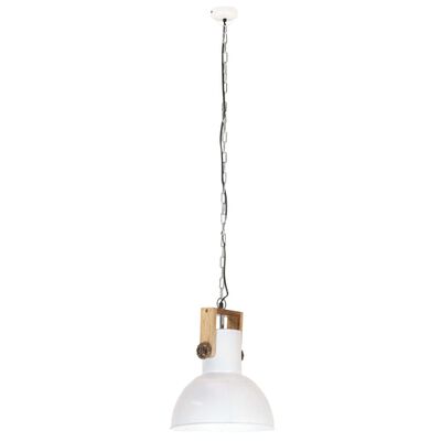 vidaXL tööstuslik laelamp 25 W valge, ümmargune, mangopuit 32 cm E27