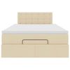 vidaXL Ottomani voodi madratsi ja LED, kreemjas, 120x190cm, kangas