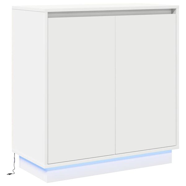 vidaXL Külgkap LED -ribatuledega Valge 71 x 34.5 x 75 cm Tehispuit