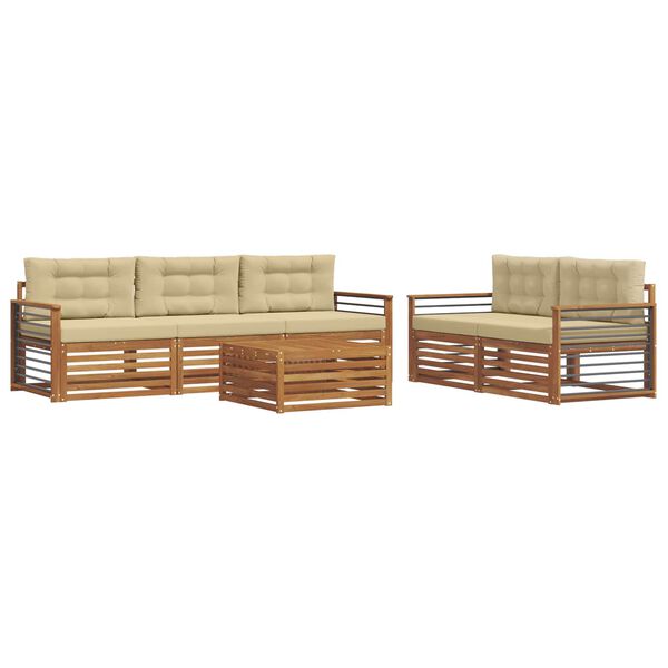 vidaXL V&auml;li diivanikomplekt padjaga 6 pcs Looduslik ja beež