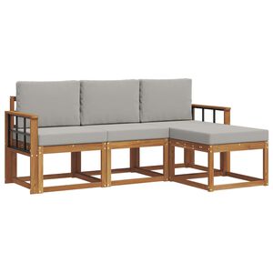vidaXL V&auml;li diivanikomplekt padjaga 4 pcs Looduslik ja Hele Hall