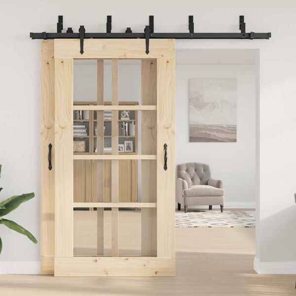 vidaXL liugukse tarvikute komplekt 213,5 cm terasest, must