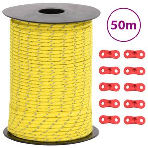 vidaXL telgi n&ouml;&ouml;r helkuri ja kinnitusaasadega, 50 m 3 mm