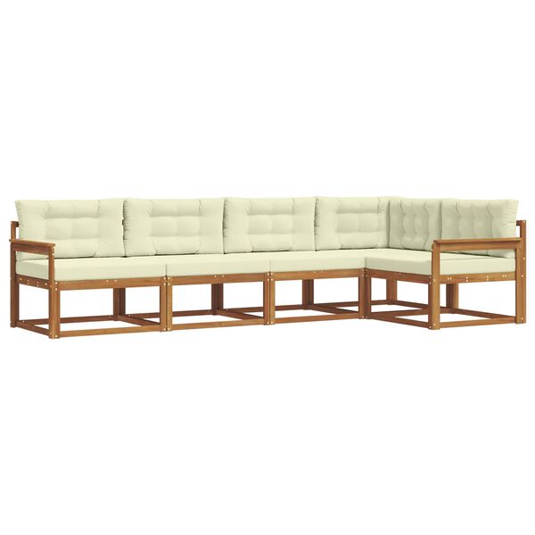 vidaXL V&auml;li diivanikomplekt padjaga 5 pcs Looduslik ja kreem